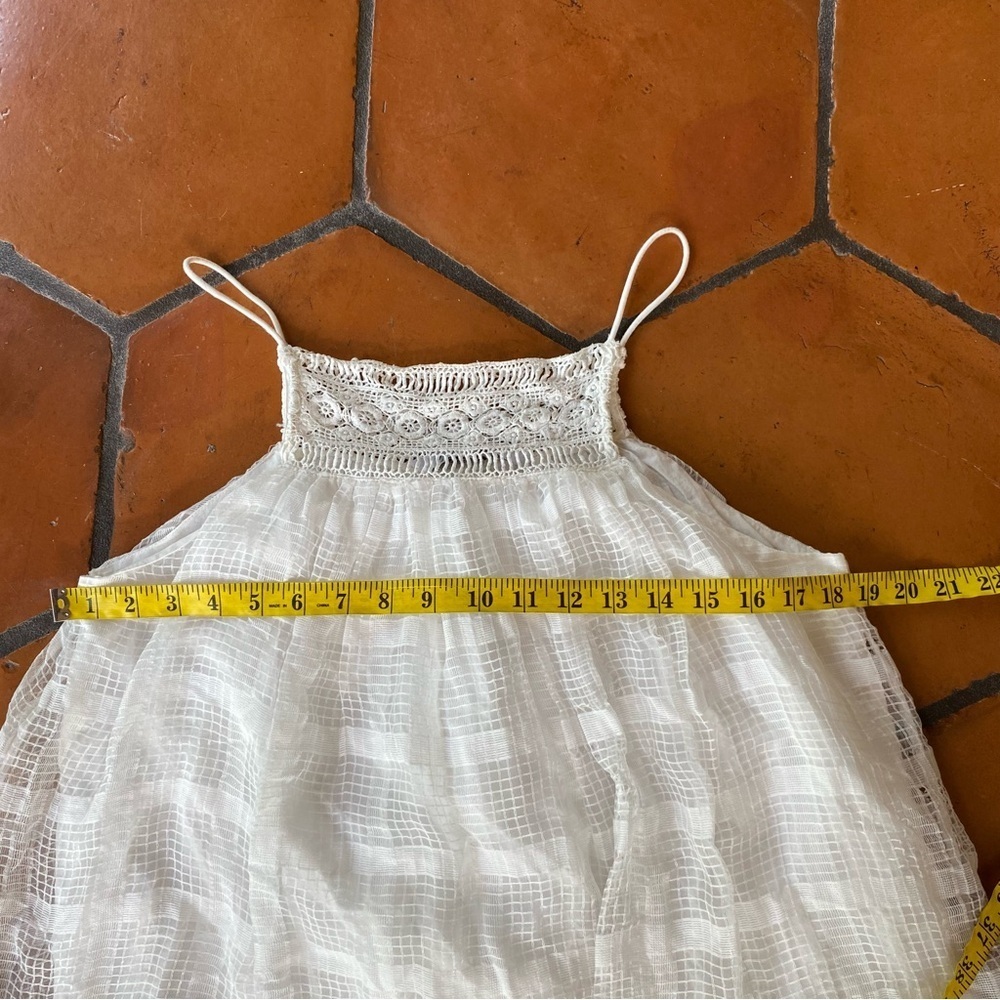Zara Embroidered Eyelet Dress White Cottagecore Mini Ruffle Prairie Cotton Sz M - Picture 9 of 9